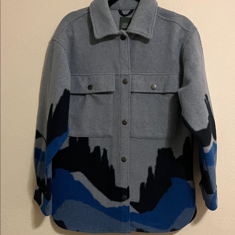 Womens Wild Fable Mountain Landscape Wool Like Snap Shacket